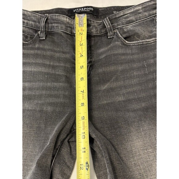 LIVERPOOL Los Angeles The Crop Flare Jeans Women 27/4 Black Stretch Dark Denim - Picture 12 of 15